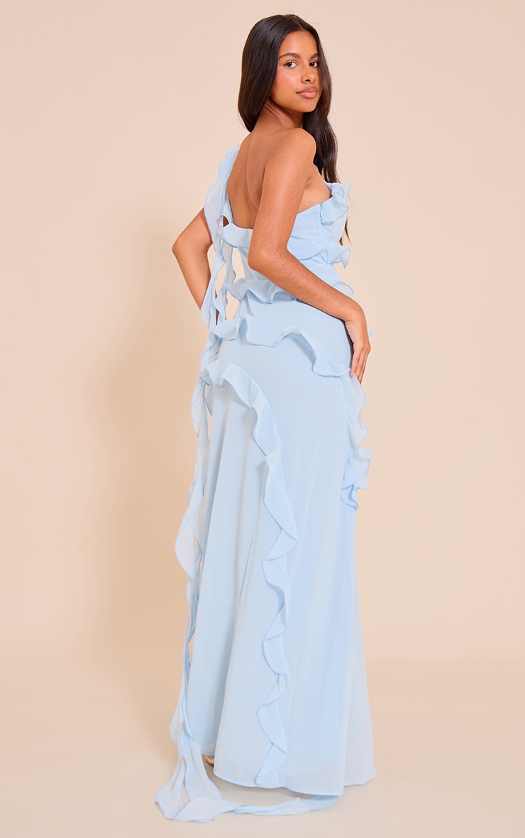 Petite✿＊＊＊ Petite Baby Blue Chiffon Frill Detail Maxi Dress | Petite