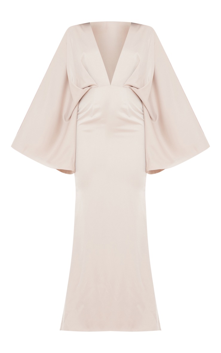 Robe longue satinée drapée champagne image 5