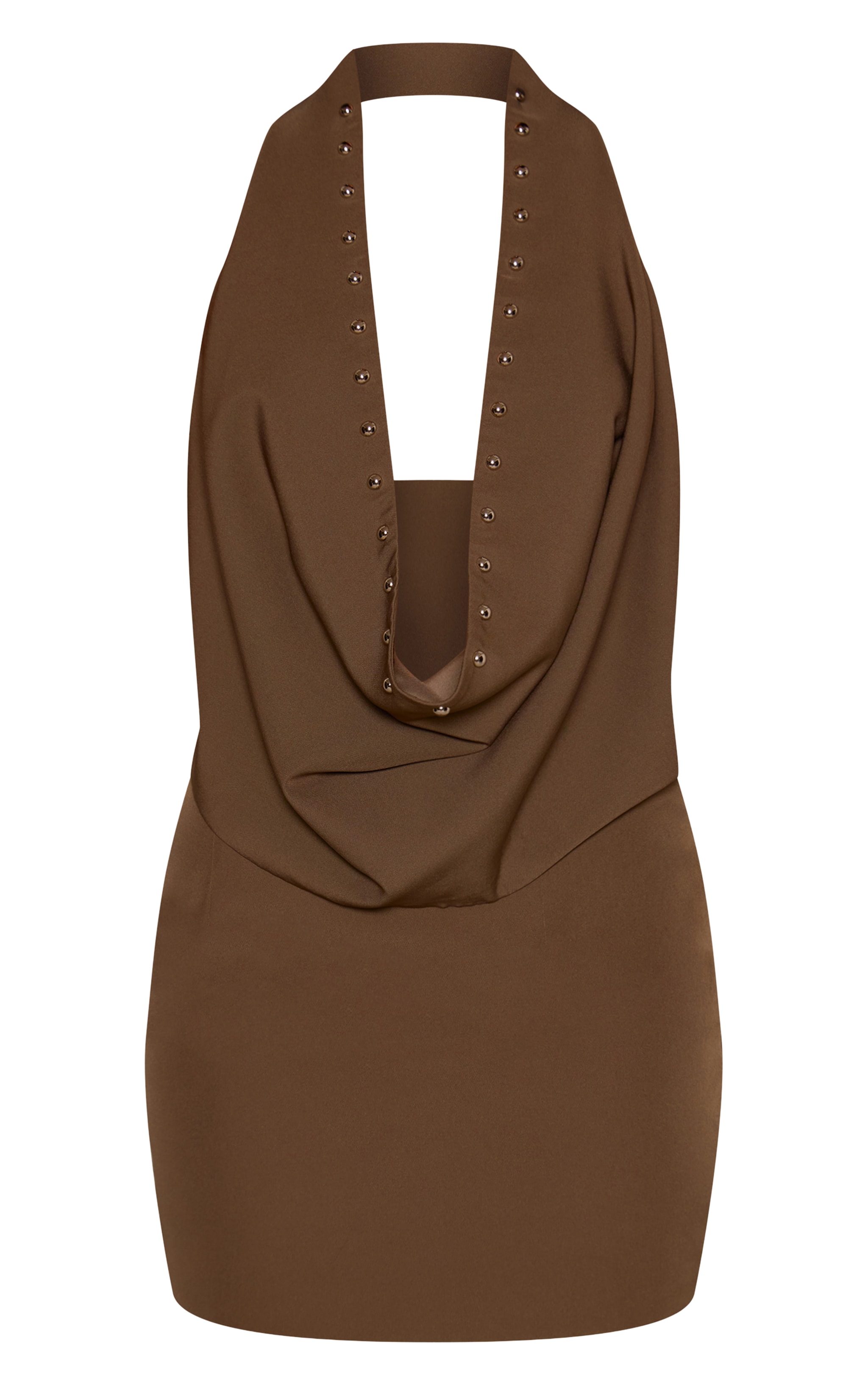 Olive Woven Cowl Neck Eyelet Detail Mini Dress image 5