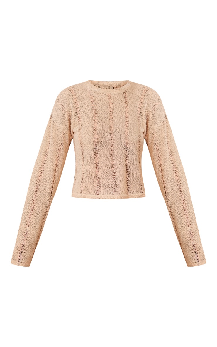 Stone Ladder Detail Oversize Long Sleeve Top image 5