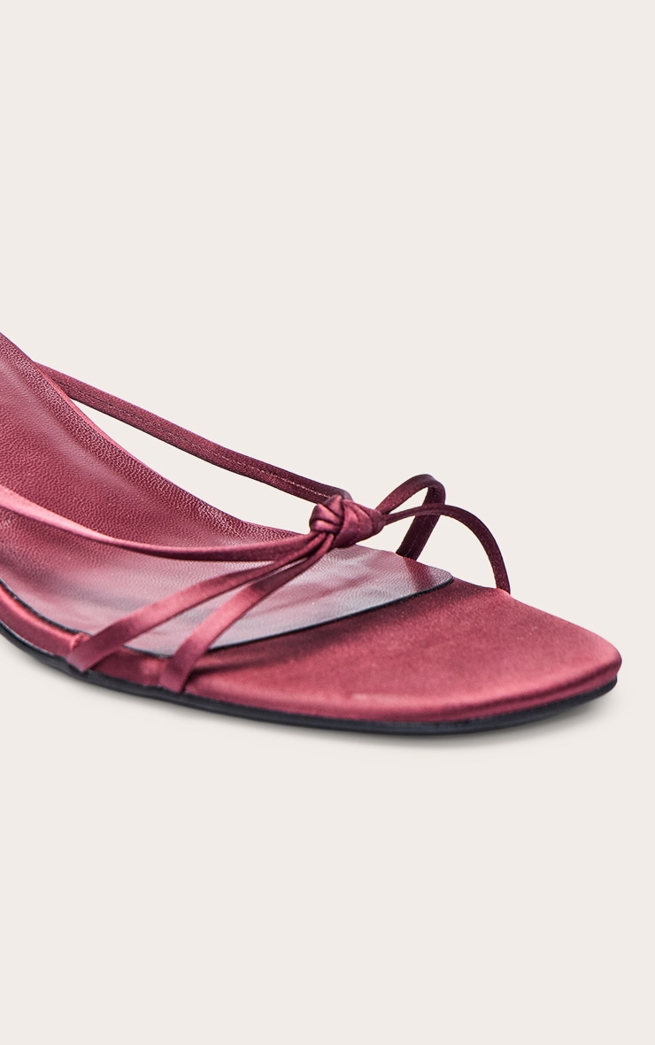 Plum Satin Patent Knotted Heeled Mules image 5