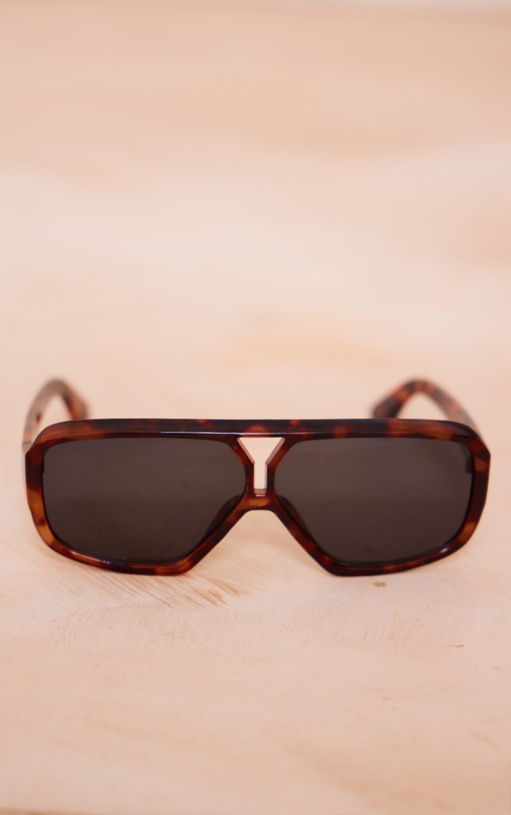 Tortoiseshell Slim Aviator Sunglasses image 2