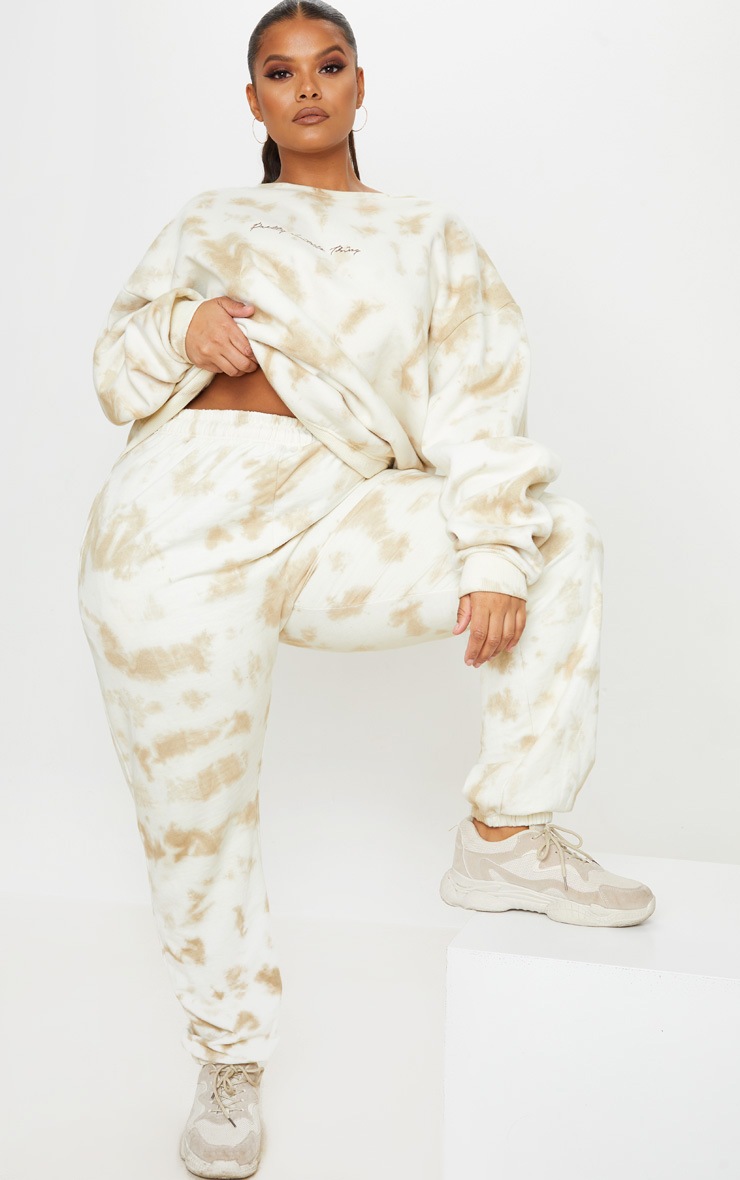 Plus Cream Tie Dye Jogger