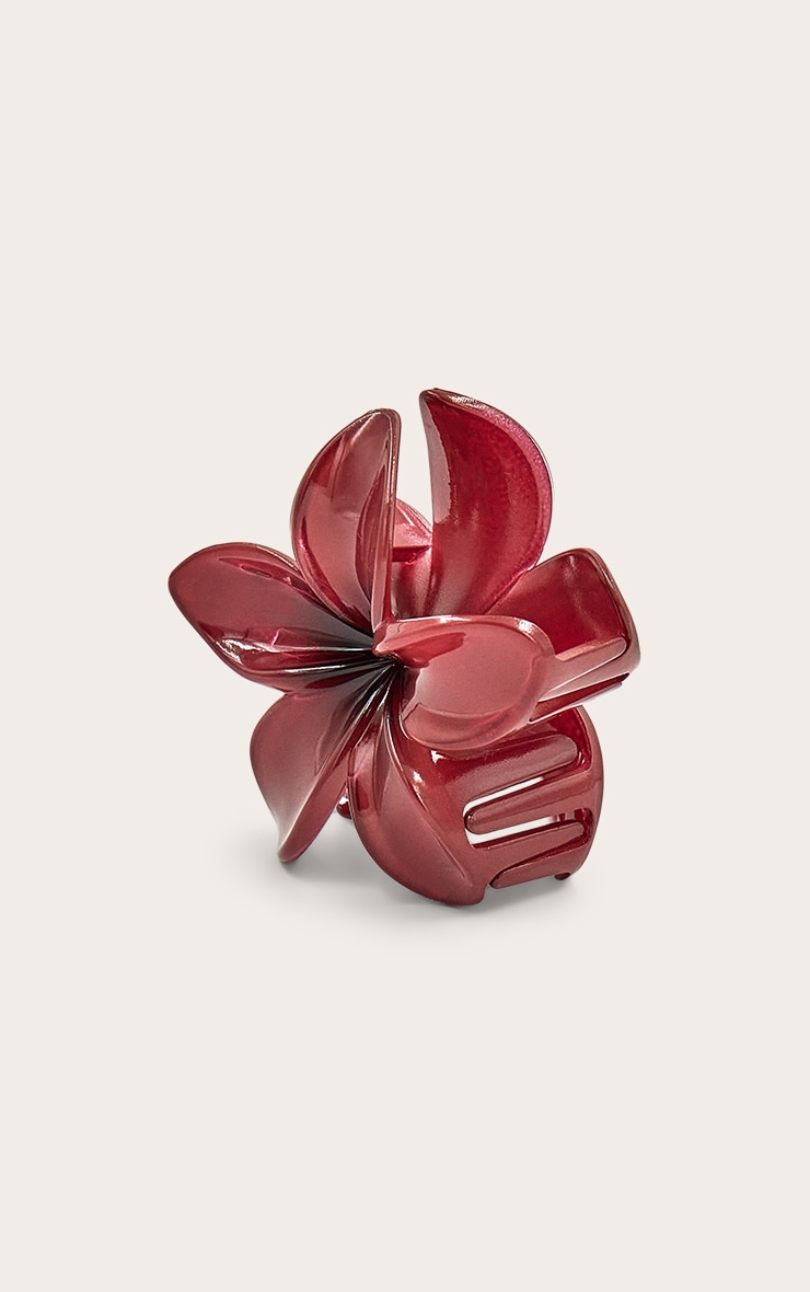 Red Hibiscus Flower Hair Clip image 3