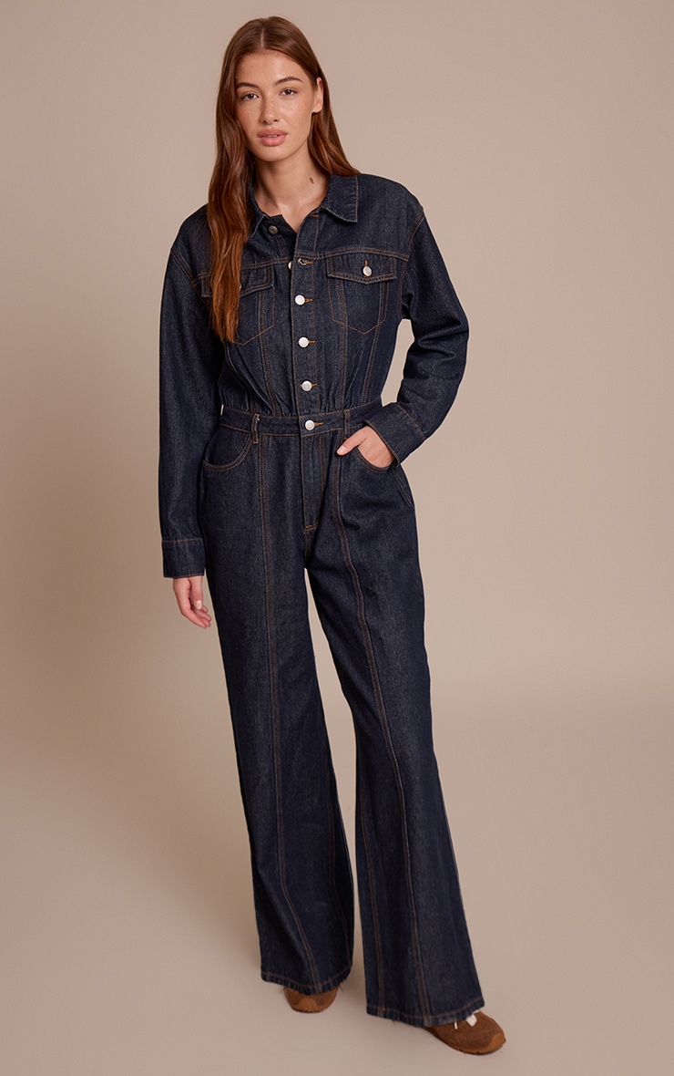 【なあ】BACK OPEN DENIM ALL IN ONE Denim Jumpsuits & Playsuits | PLT