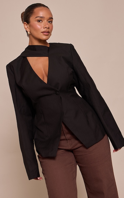 Shape Black Scarf Detail Fitted Blazer