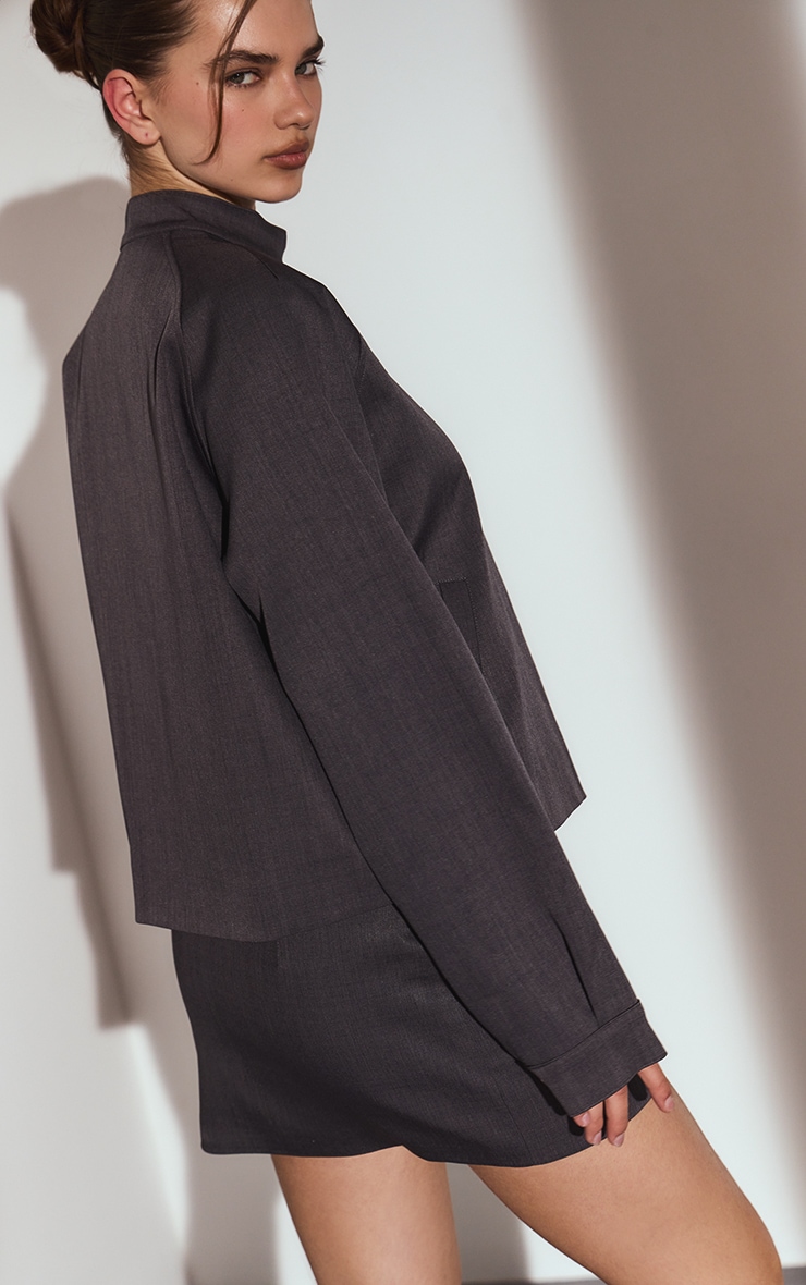 Dark Grey Tailored Moto Jacket image 4