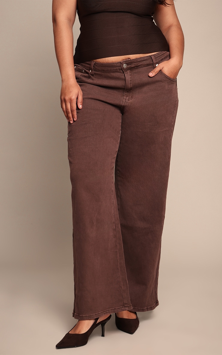 Plus Washed Brown Adjustable Waistband Detail Jean image 2