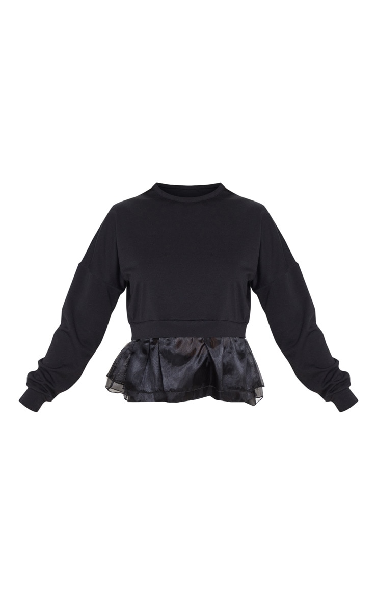 Black Organza Hem Sweatshirt image 5