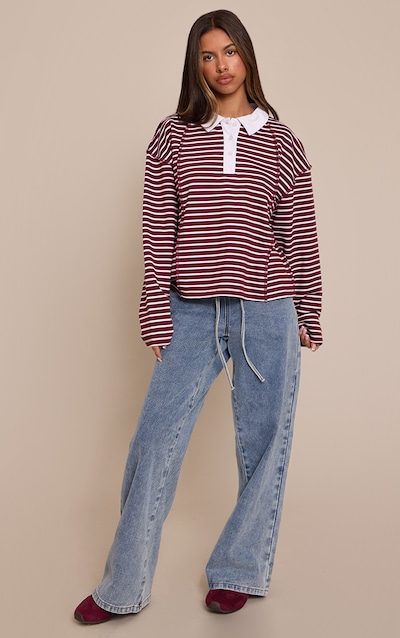 Petite Light Blue Wash Elasticated Tie Waist Wide Leg Jeans