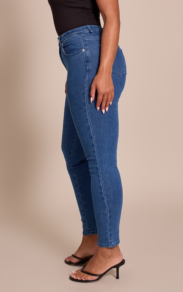 Shape Dark Blue Highwaisted Stretch Denim Pintuck Skinny Jeans image 3