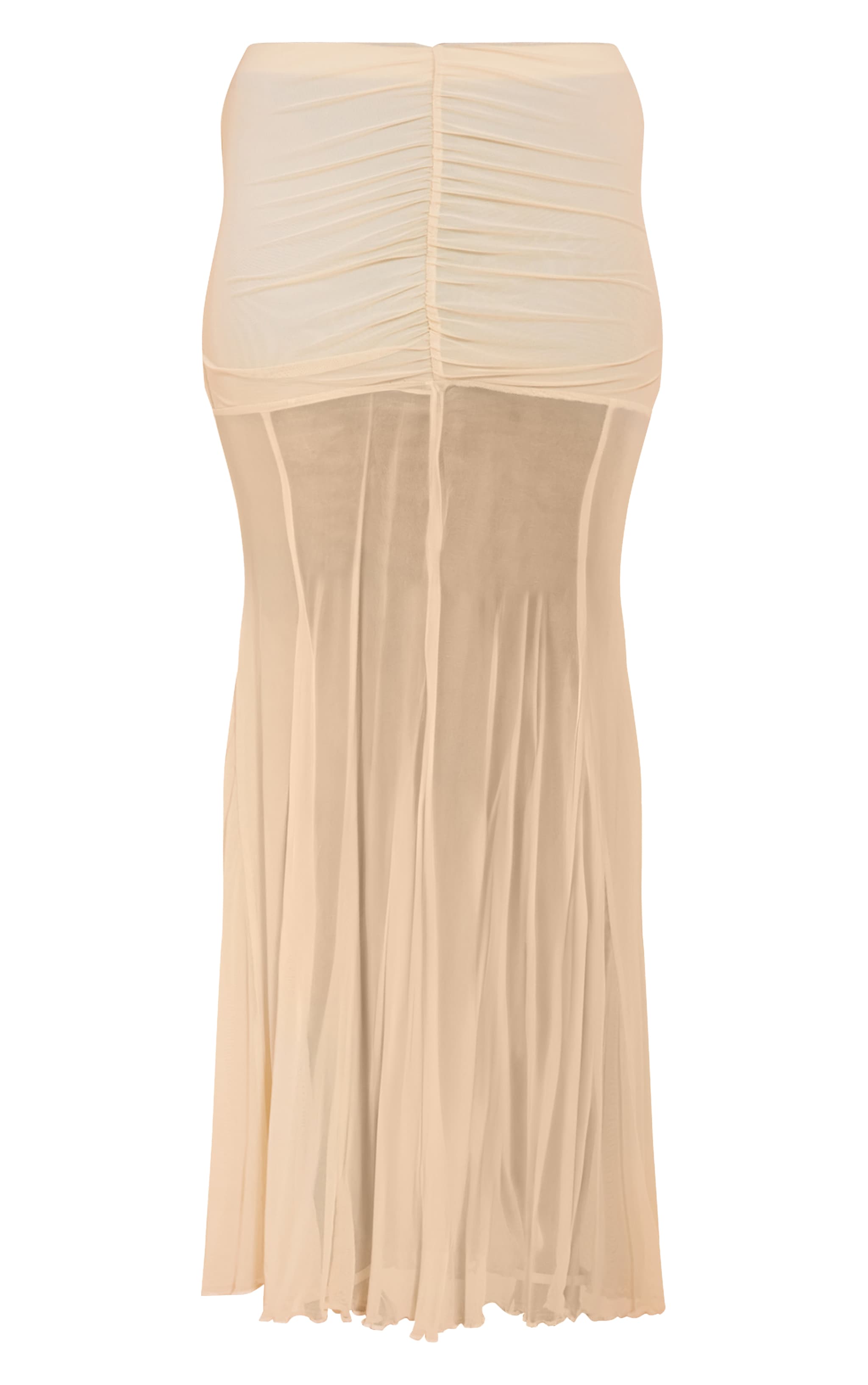 Cream Mesh Overlay Maxi Skirt image 5