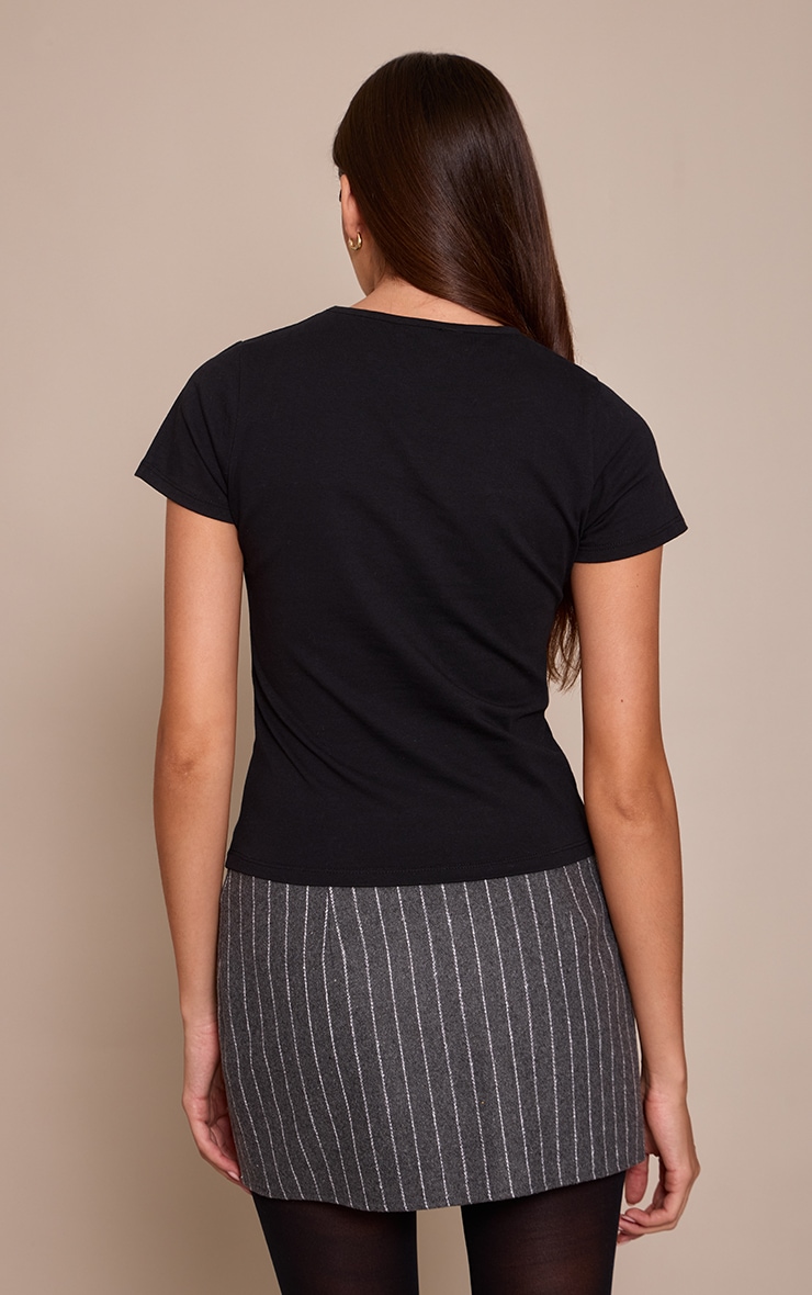 Grey Pinstripe Wool Look Mini Skirt image 3