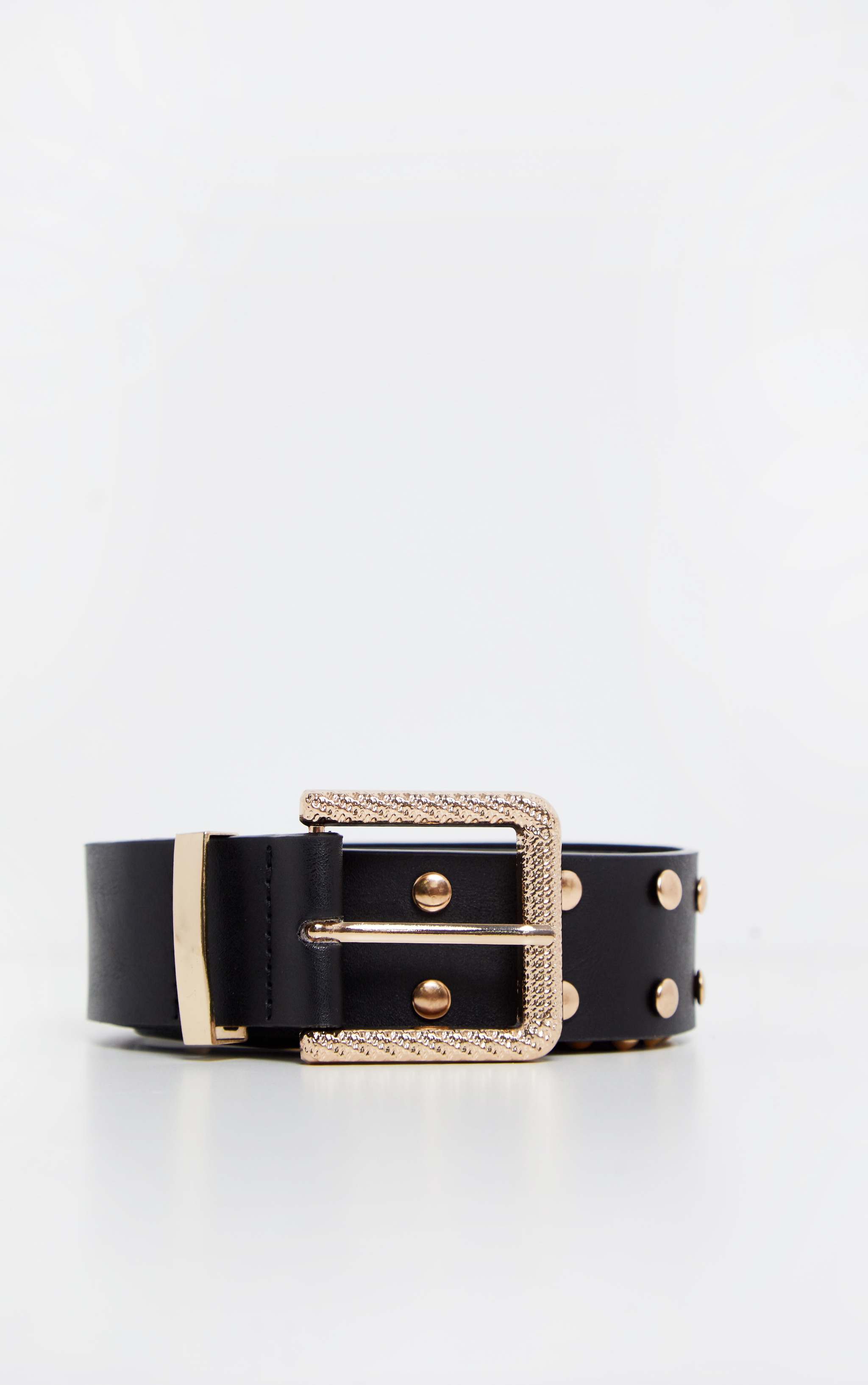 Black Gold Studded Belt Accessories PrettyLittleThing USA