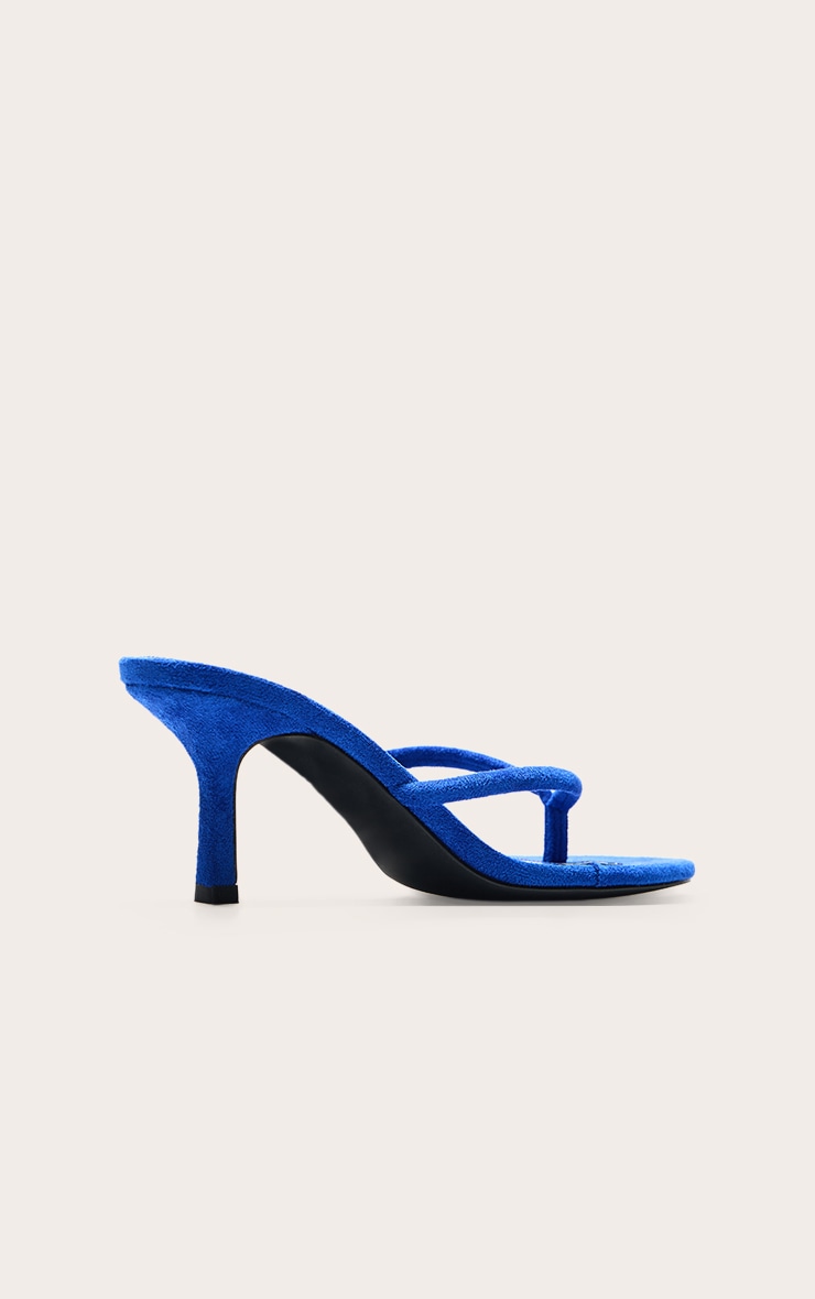Cobalt Suede Round Toe Thong Mid Heeled Mules image 4