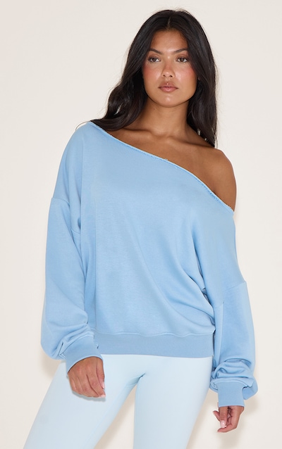 Baby Blue Oversized Off Shoulder Sweatshirt