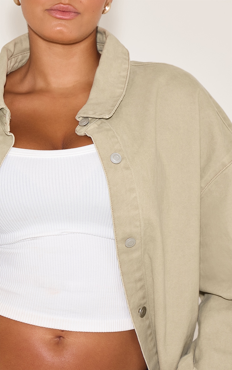 Plus Sand Balloon Sleeve Denim Shirt image 4