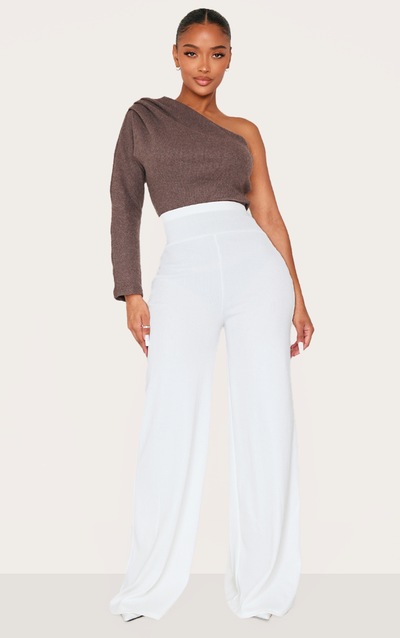 Shape White Bandage Extreme High Waist Wide Leg Trousers