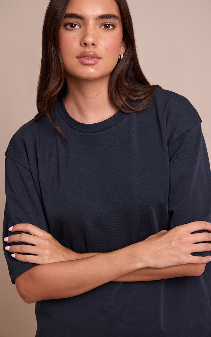 Navy Oversized Boxy T Shirt image 4