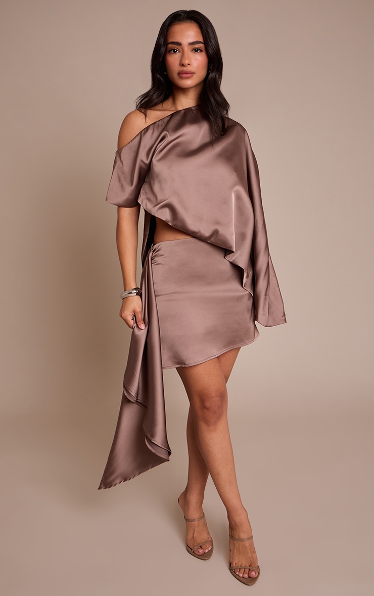Petite Mushroom Satin Asymmetric Cape Top image 3
