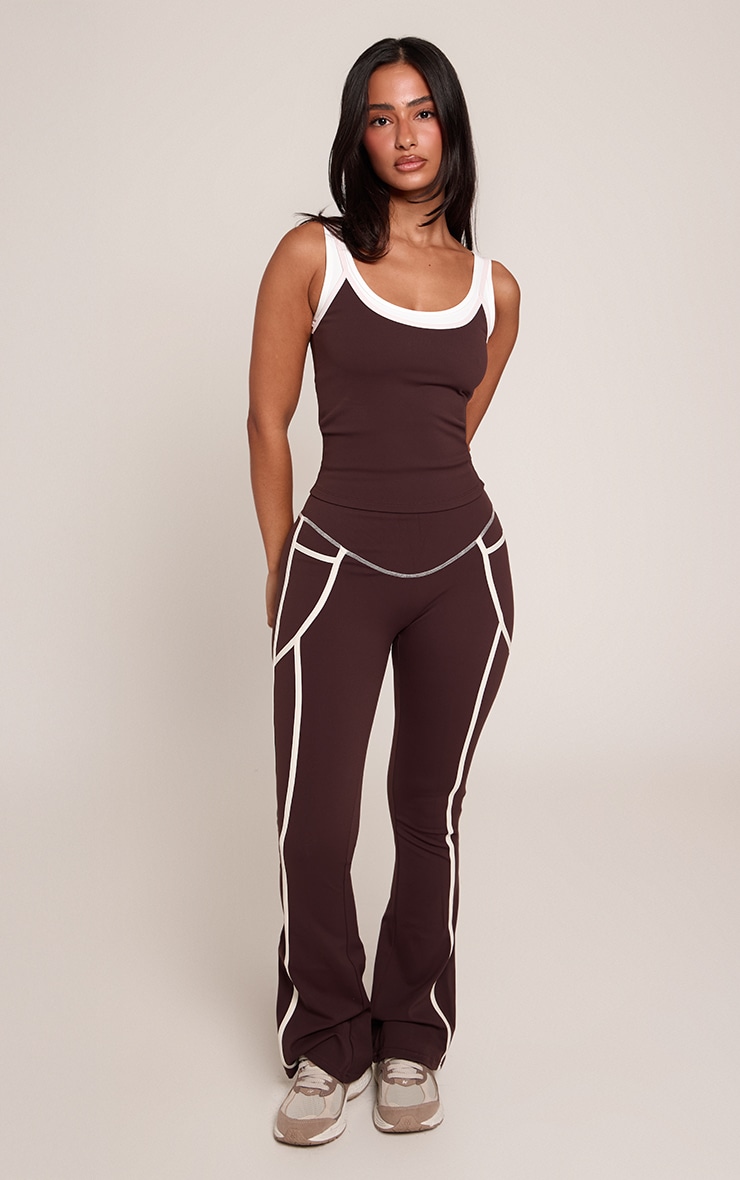 Petite PLT Chocolate Double Layer Contrast Gym Vest image 3