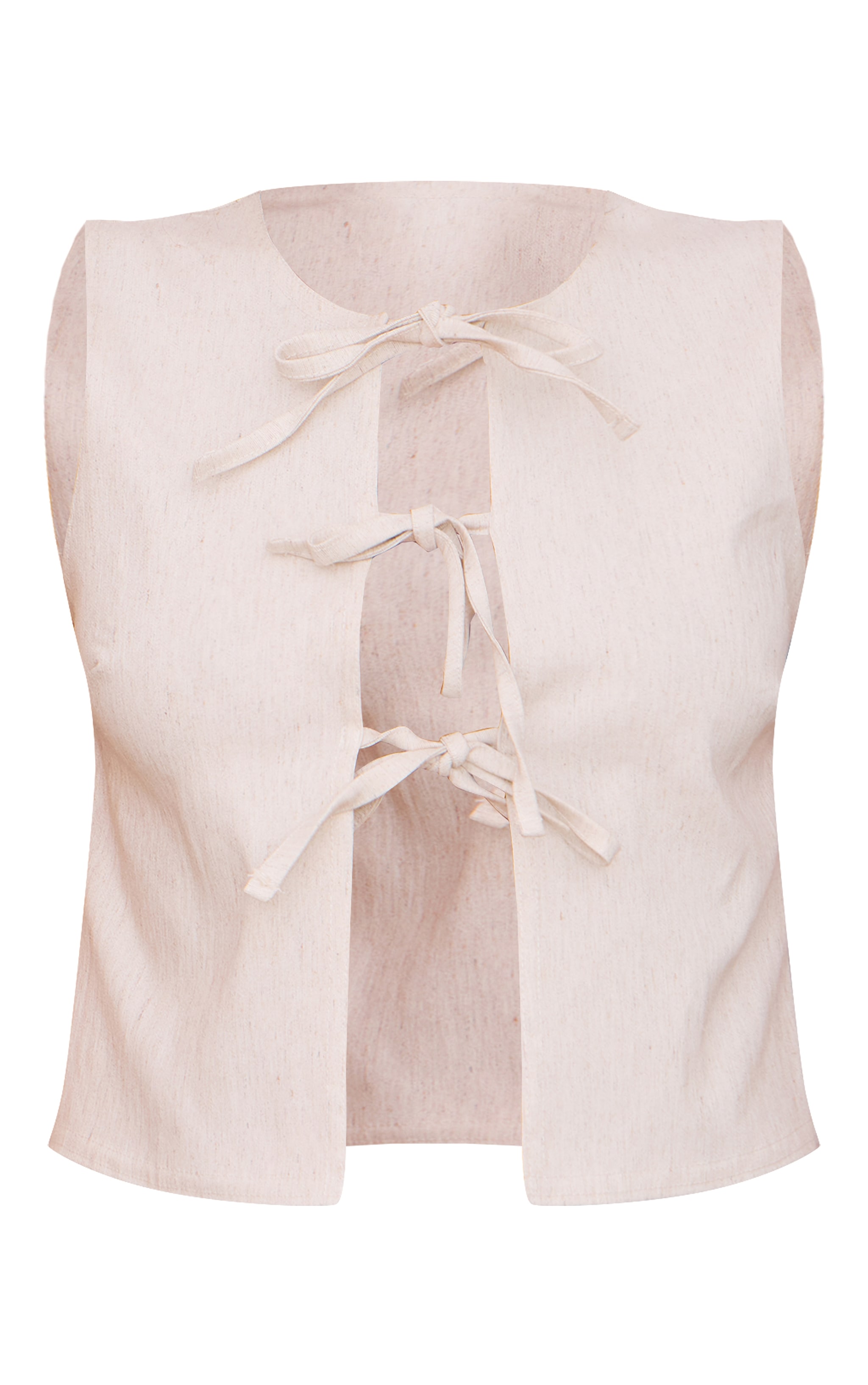 Petite Stone Linen Look Bengaline Tie Detail Top image 5