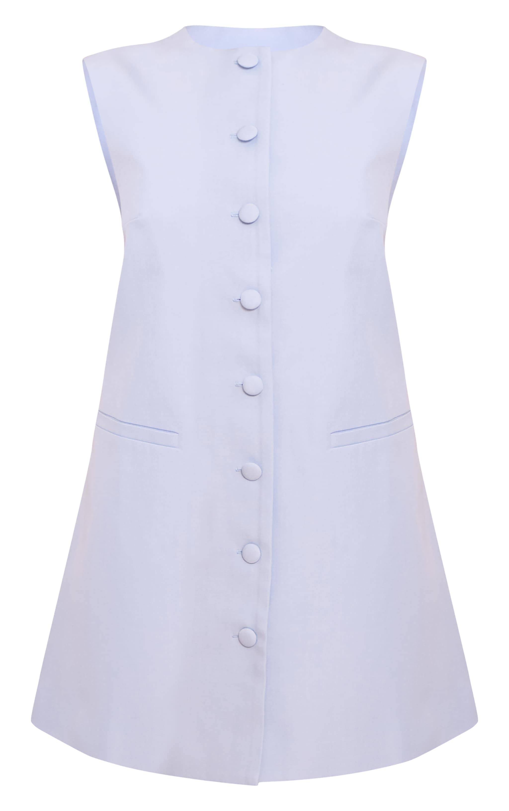 Light Blue Tailored Woven Button Down A Line Mini Dress image 5