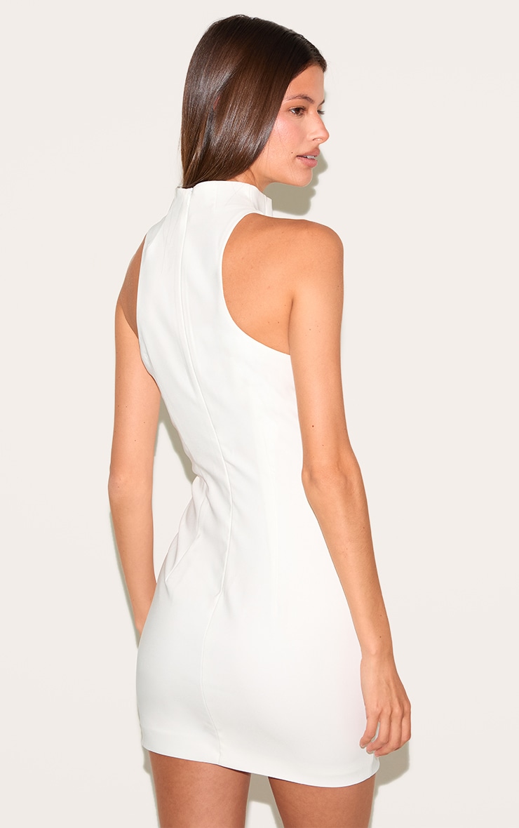 Cream Keyhole Open Front Tailored Woven Dress image 2
