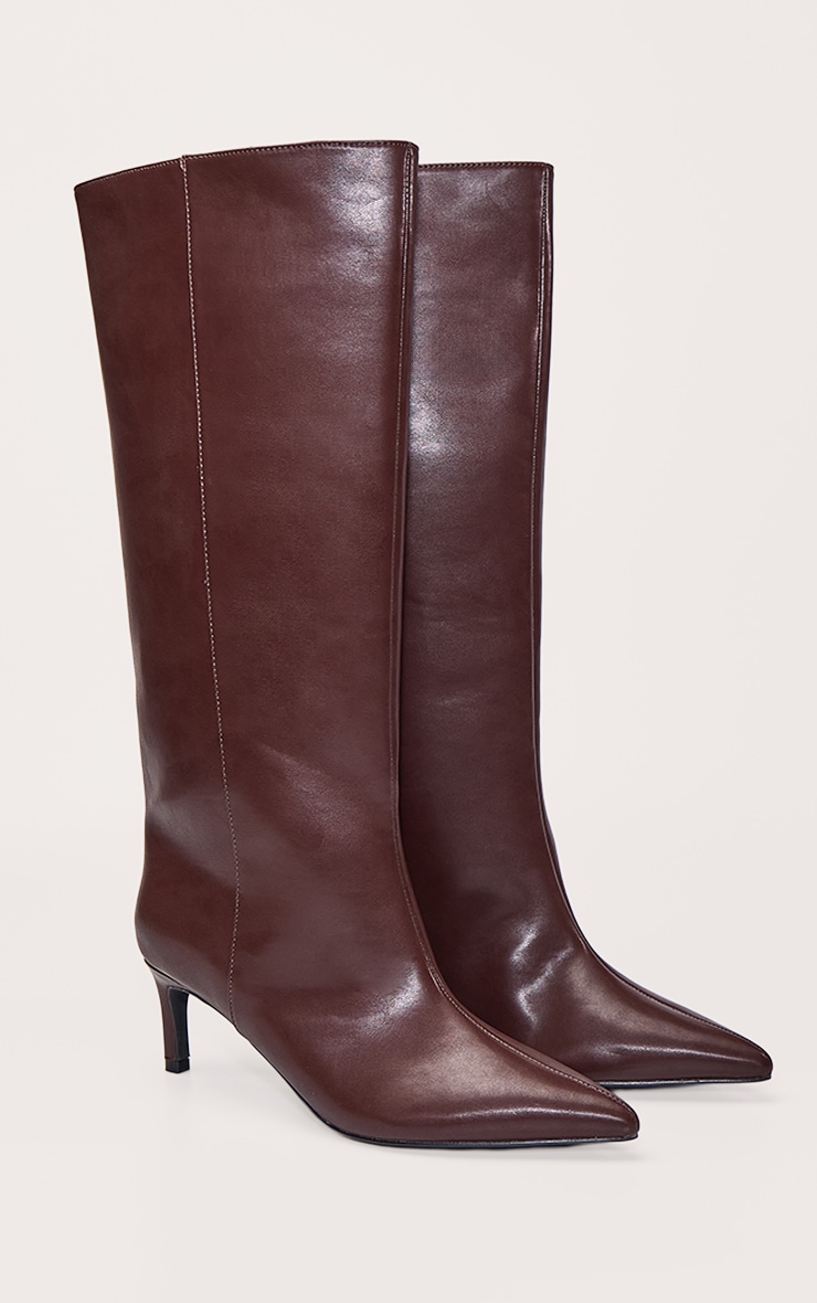 Chocolate Kitten Heeled Knee High Boot image 3