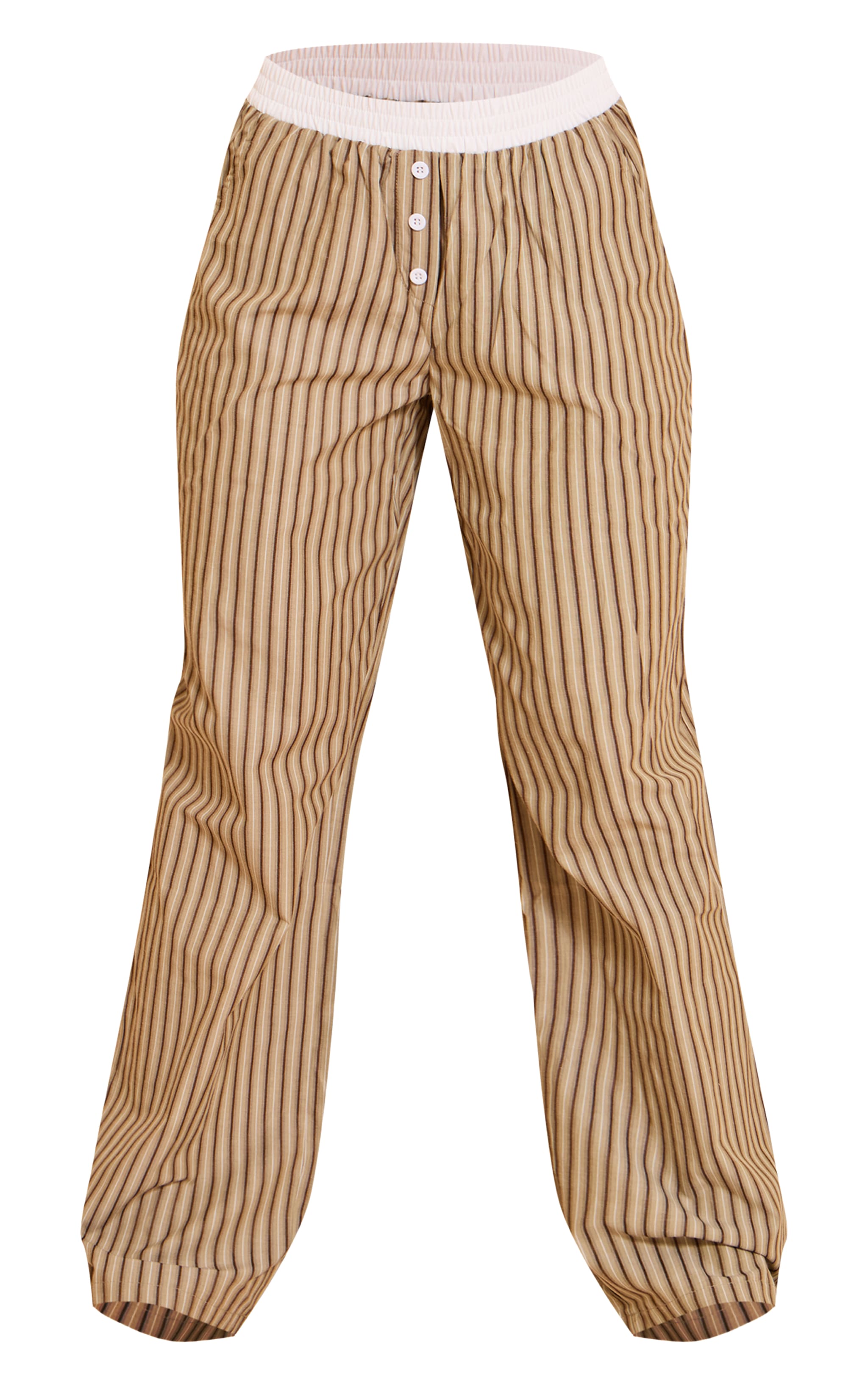 Chocolate Pinstripe Cotton Poplin Contrast Waistband Pant image 5