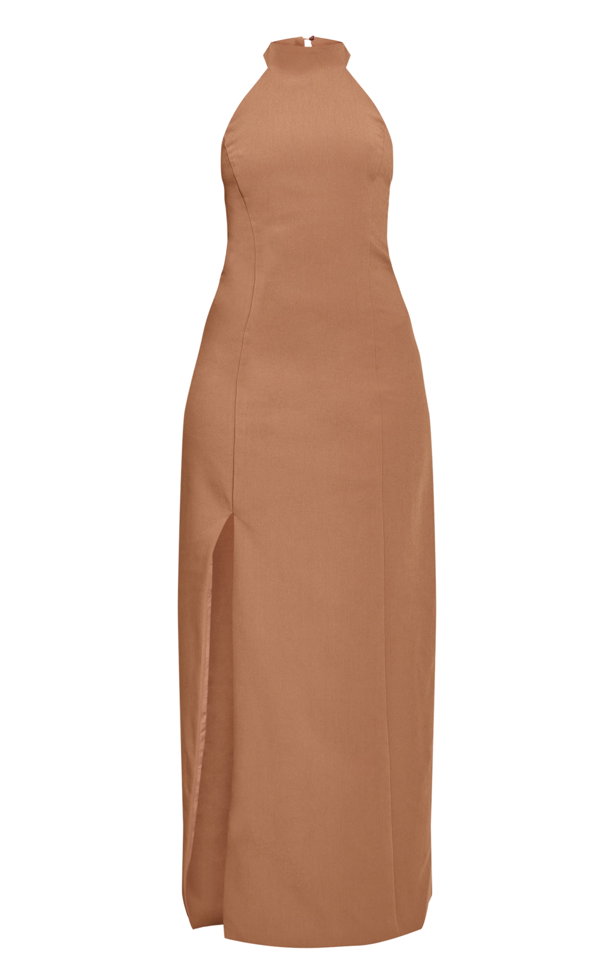 Robe longue de tailleur taupe sans manches image 5