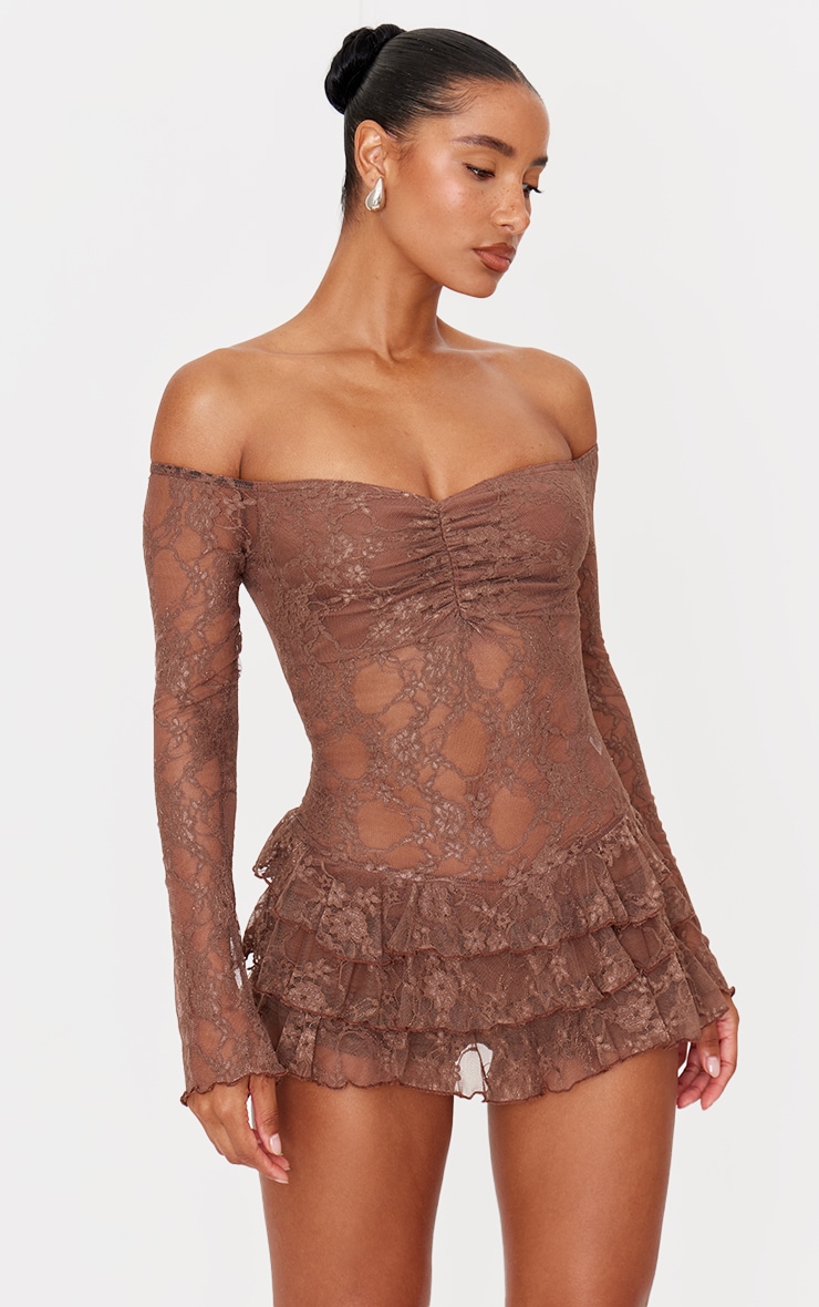 Chocolate Lace Bardot Rara Skort Romper image 3