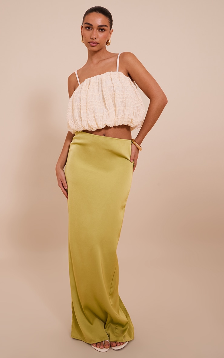 Cream Textured Chiffon Puff Ball Cami Top image 3