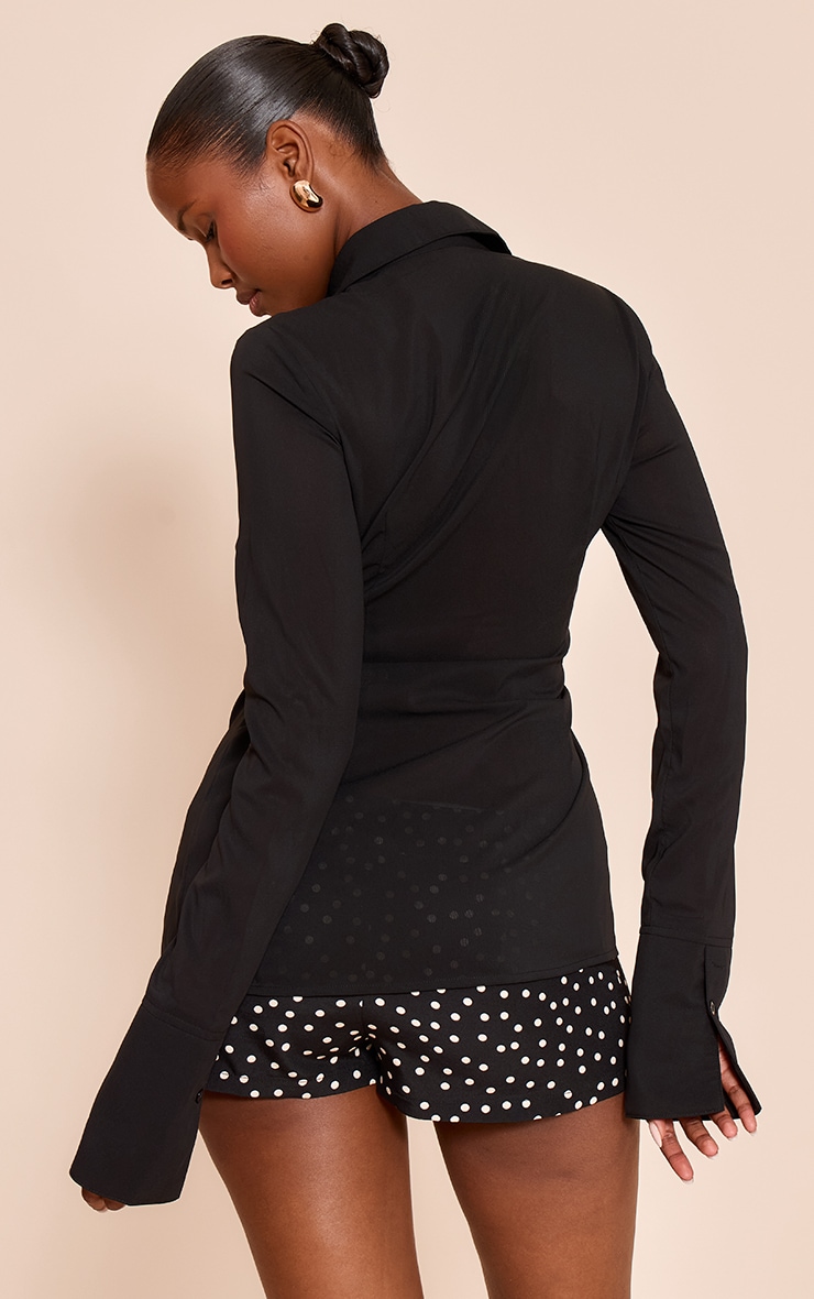 Black Chiffon Fitted Shirt image 2