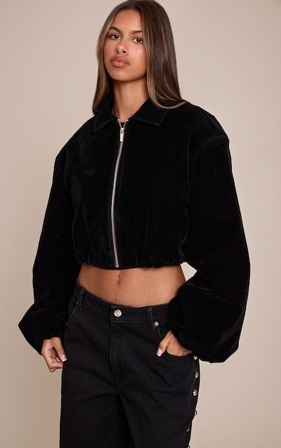 Petite Black Suede Balloon Sleeve Jacket