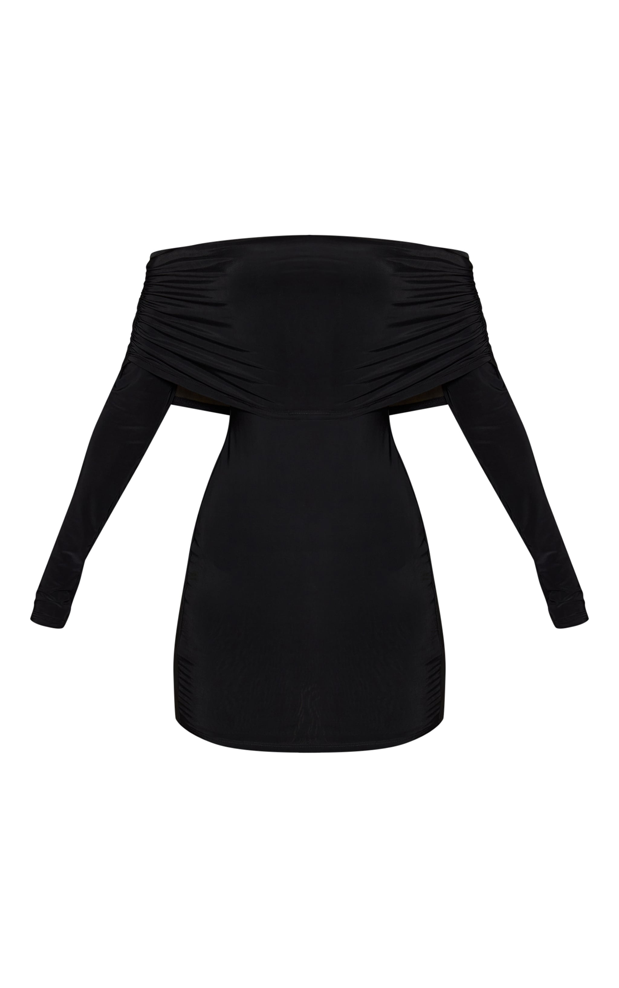 Black Double Layer Slinky Bardot Bodycon Mini Dress image 5