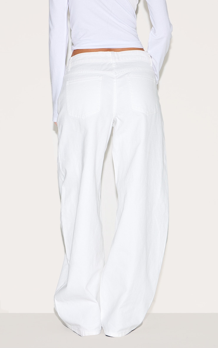 White Low Rise Seam Detail Barrel Jean image 3