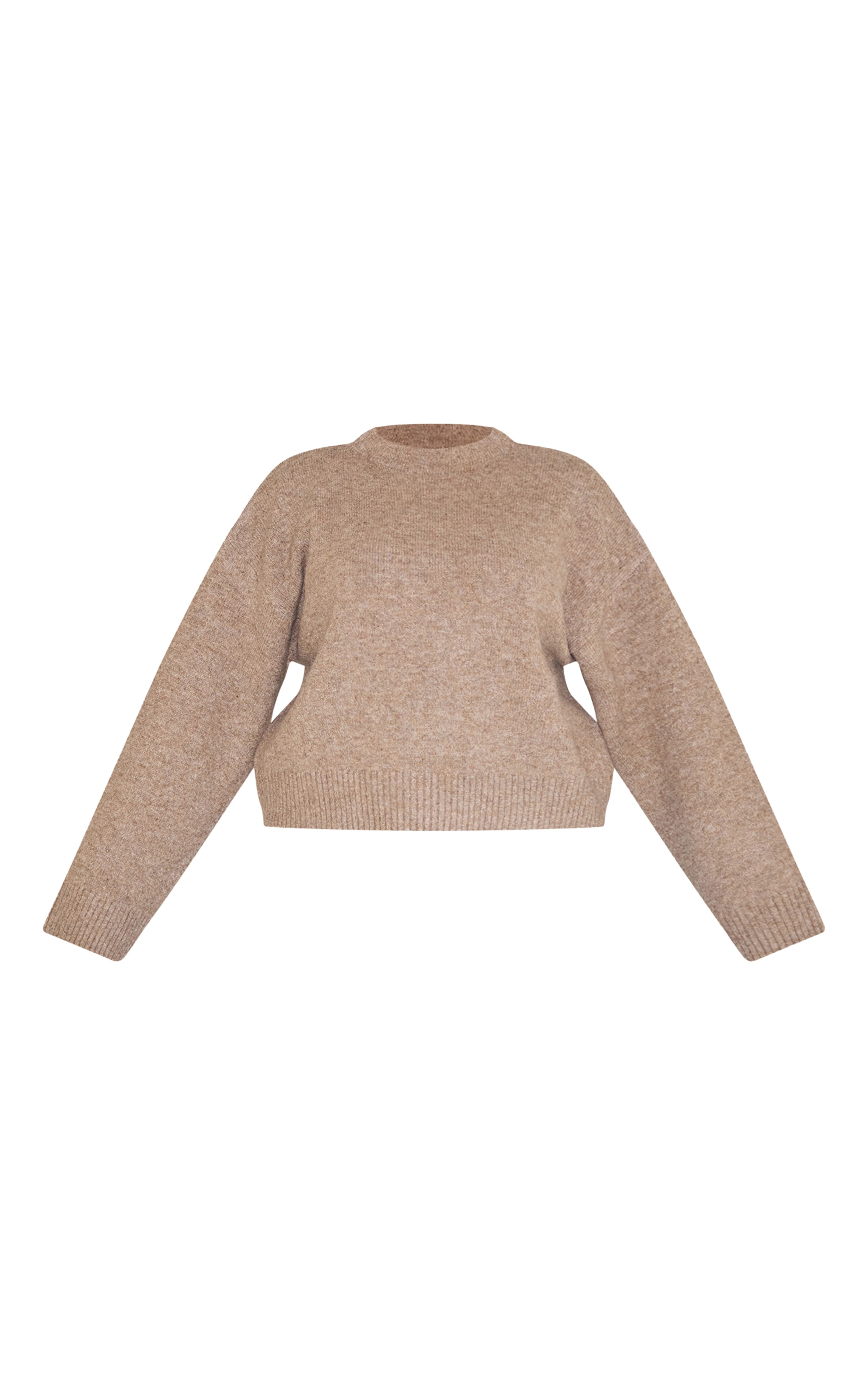 Plus Taupe Knit High Neck Crop Jumper image 5