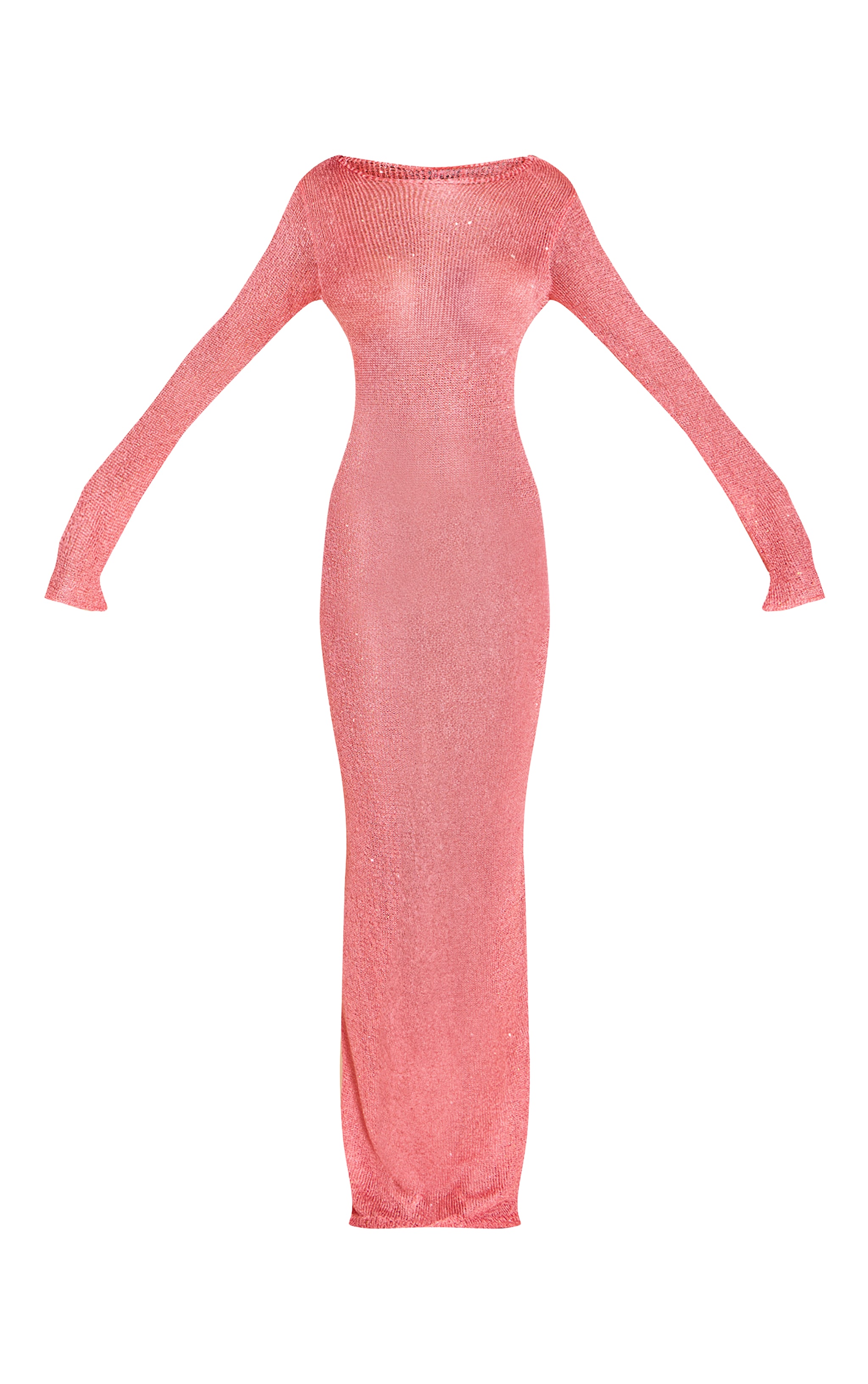 Petite Pink Long Sleeve Sequin Knitted Maxi Dress image 5