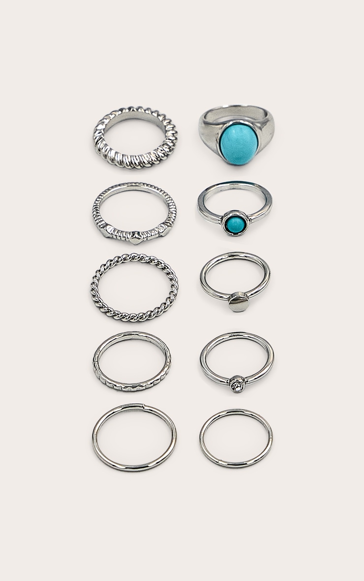 Blue Resin Stone Multi Pack Rings image 2