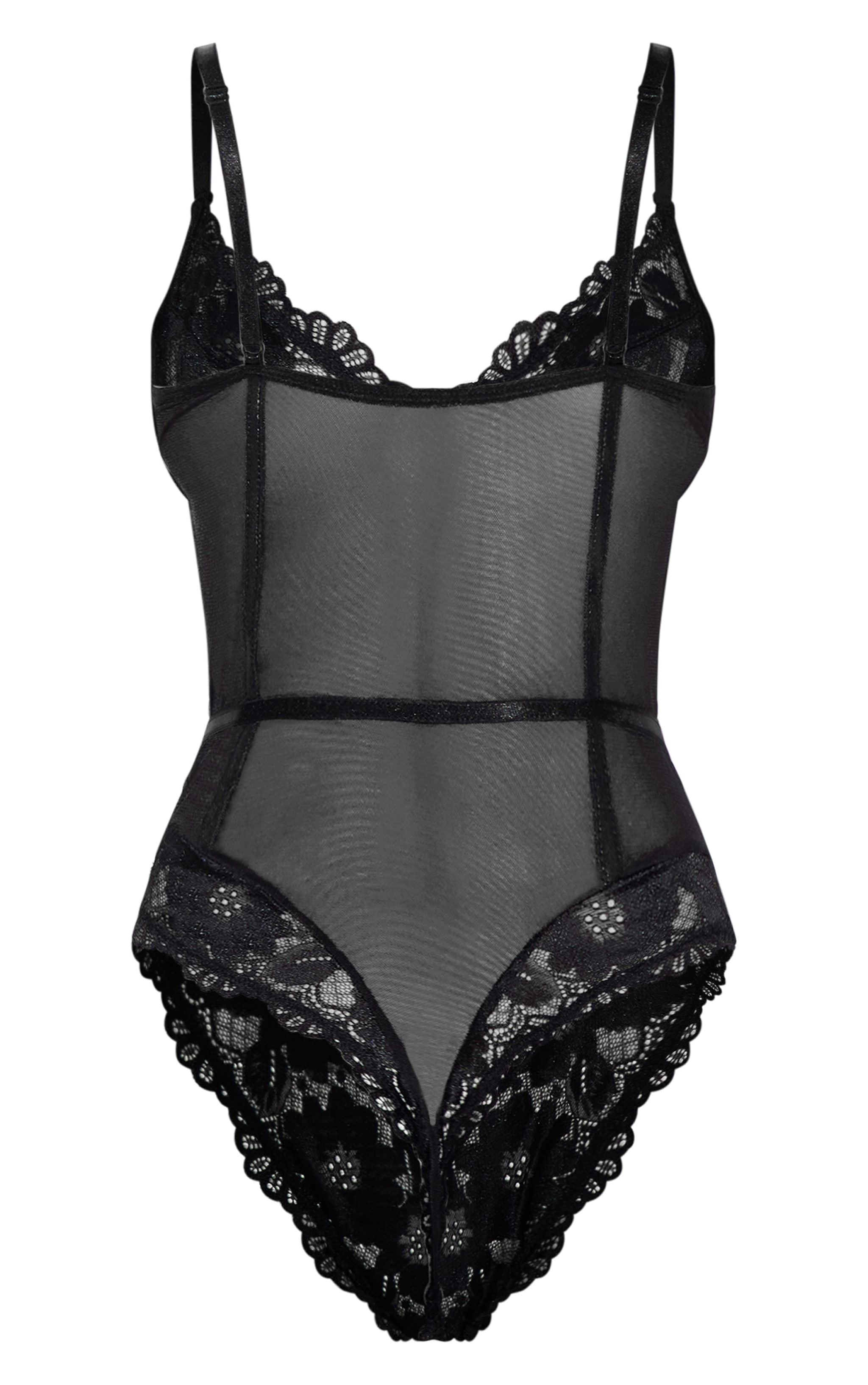 Body en dentelle noire à armatures et détail liserés image 6