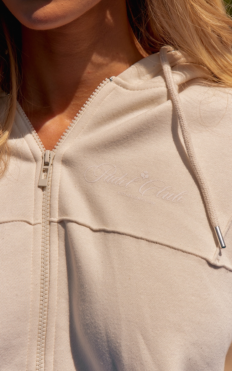 PLT SPORT Cream Marl Zip Up Hoodie image 4