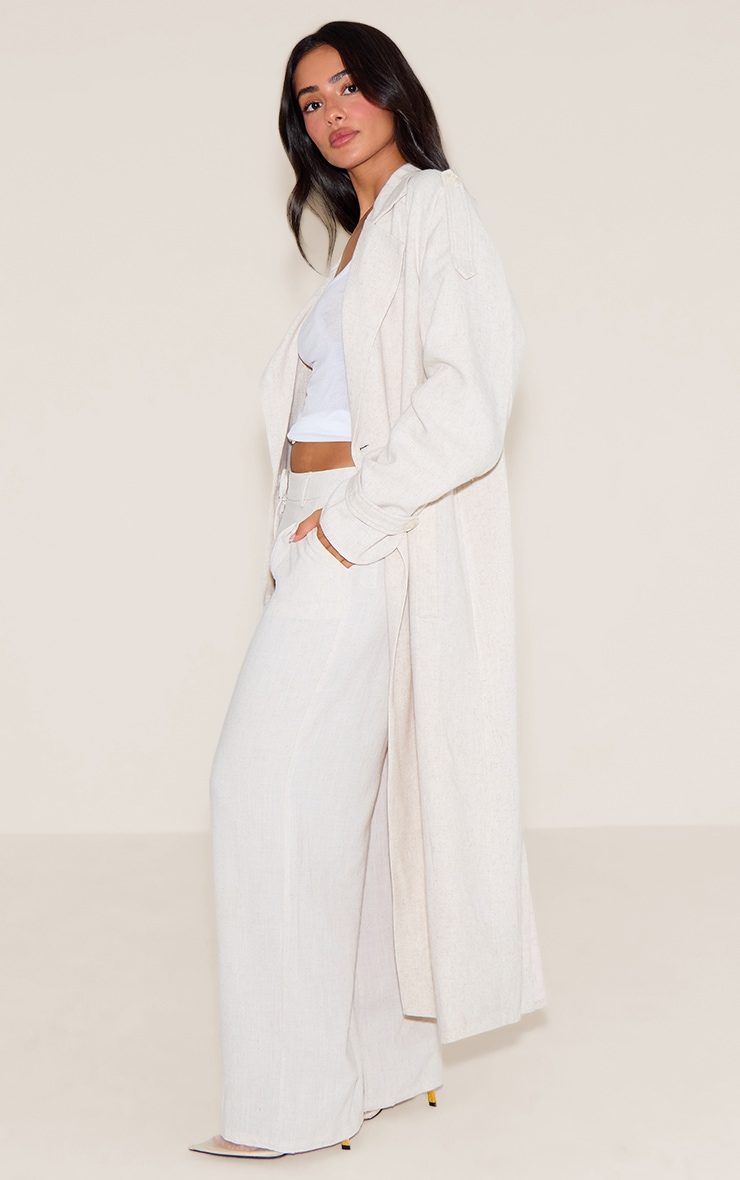 Petite Stone Oversized Linen Look Maxi Trench Coat image 3