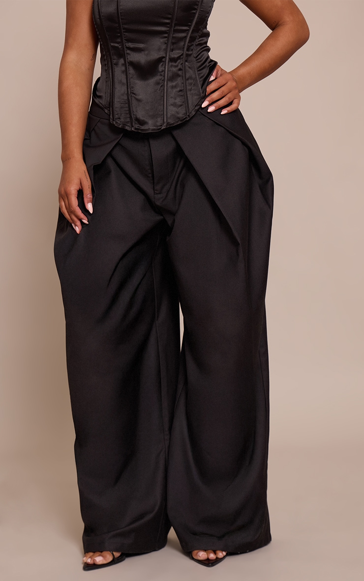 Shape Black Fold Over Tailored Wide Leg Pants image 2