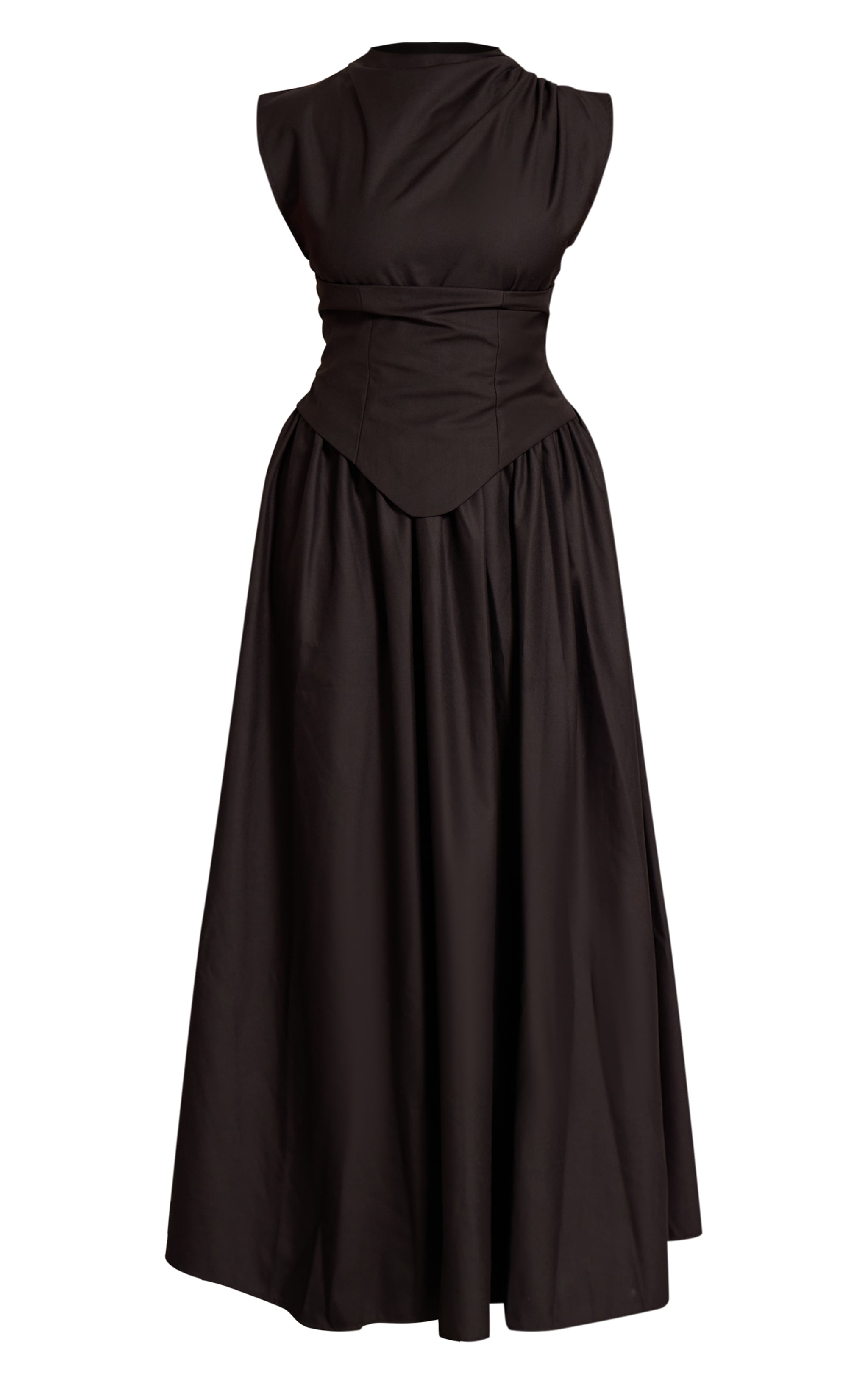 Shape black Woven High Neck Corseted Maxi Shift Dress image 5