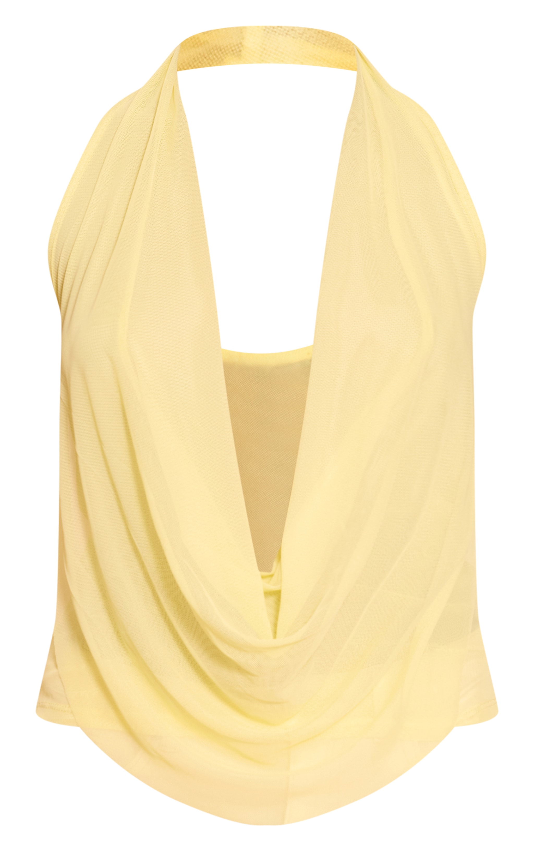 Butter Yellow Mesh Halter Neck Top image 5