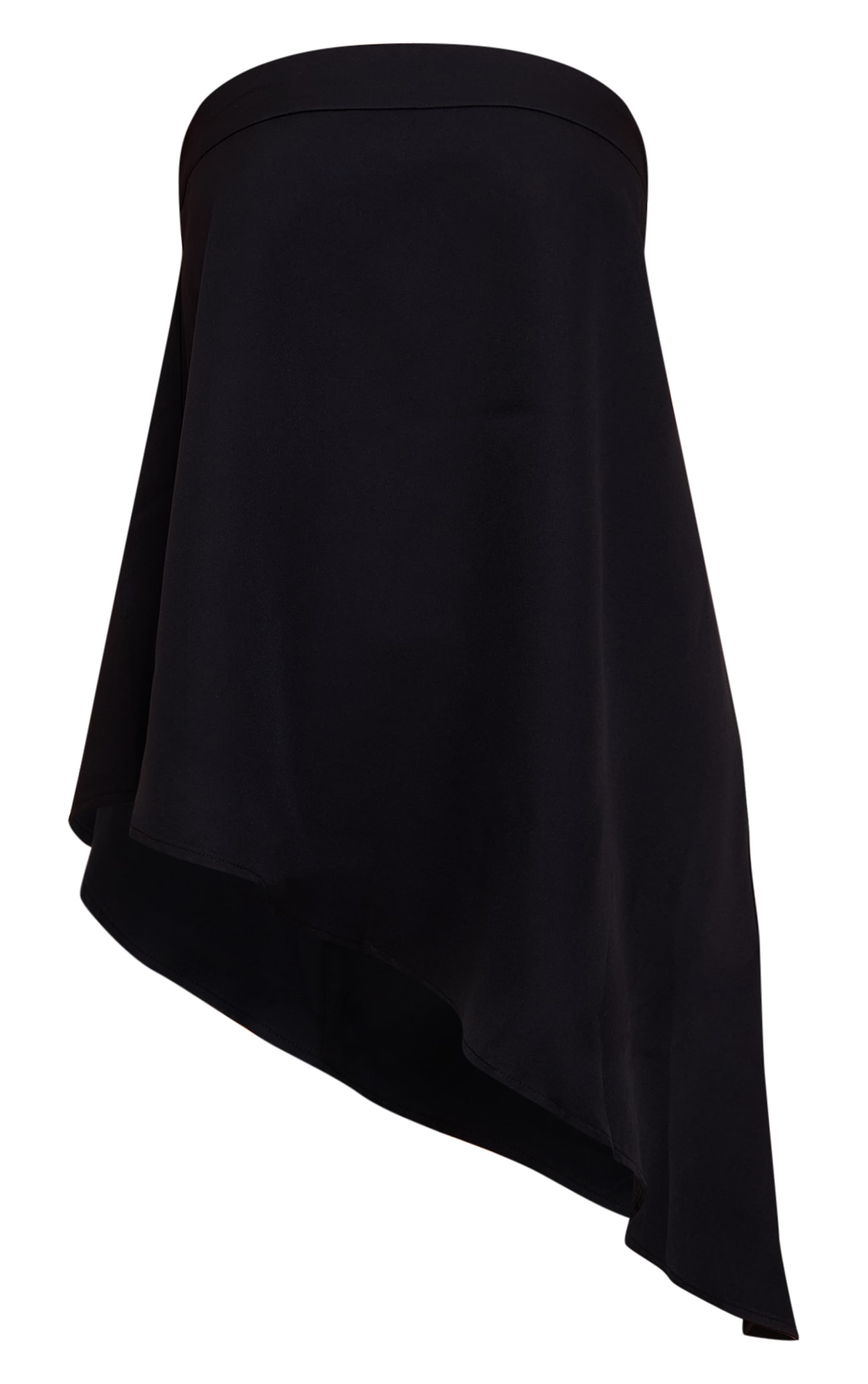 Black Woven Bandeau Asymmetric Hem Floaty Long Top image 5