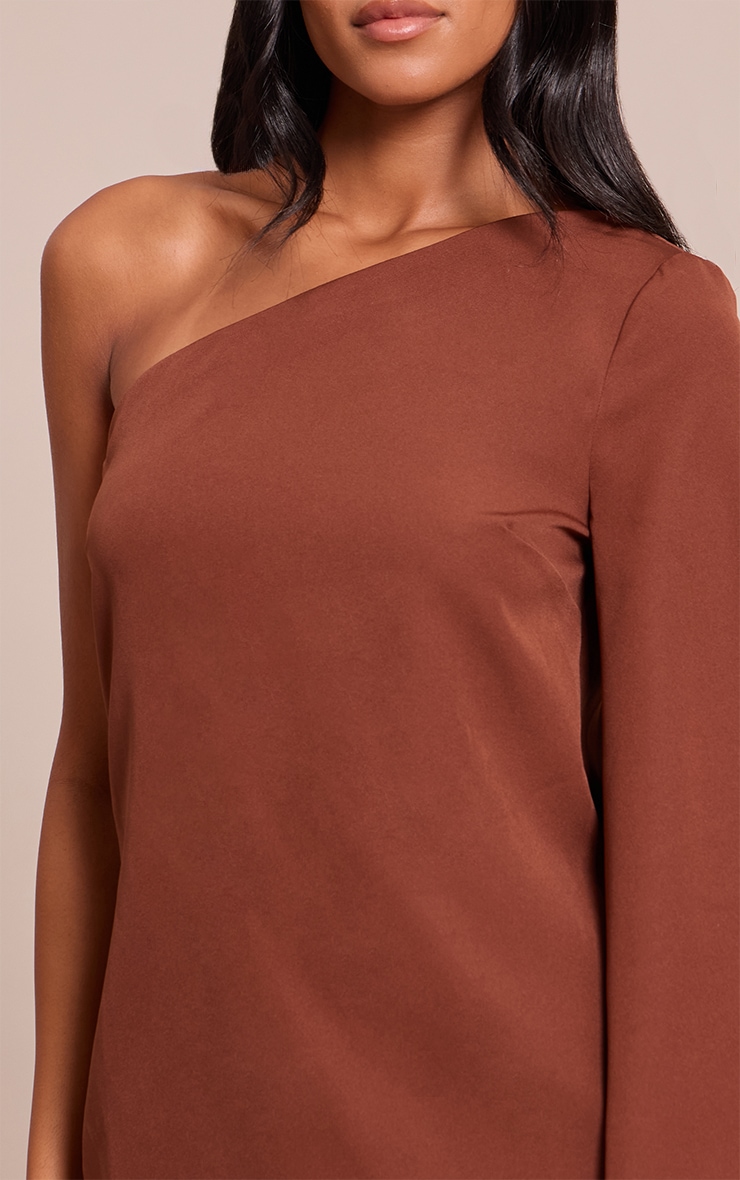 Tall Chocolate Woven Asymmetric Flare Sleeve Long Top image 4