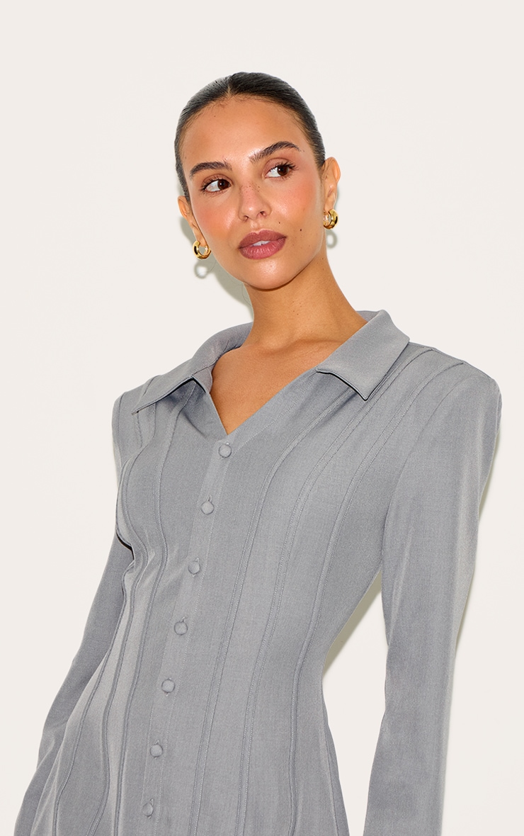 Petite Charcoal Tailored Woven Seam Detail Blazer Dress image 4