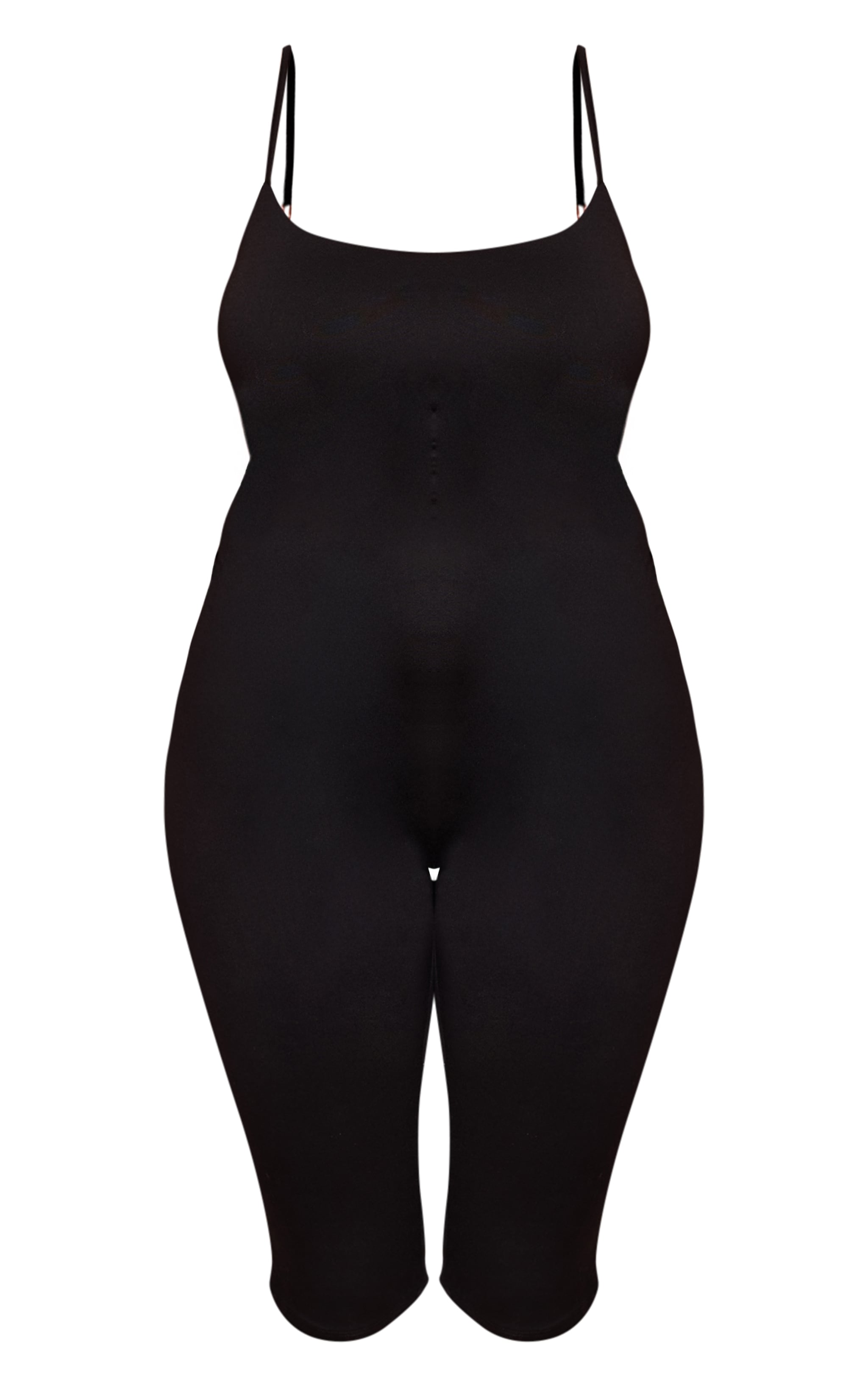 Plus Black Spaghetti Strap Contour Jersey Capri Jumpsuit image 5